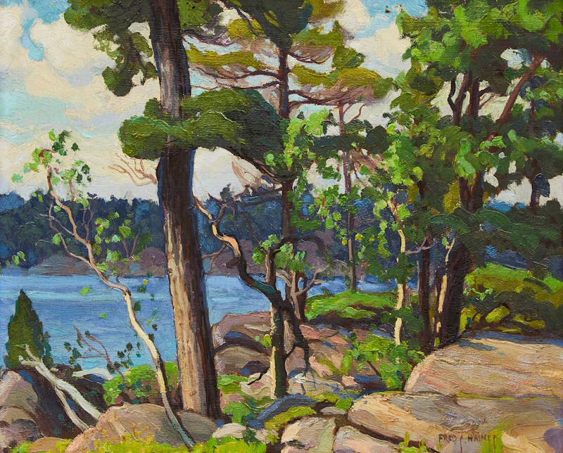 Frederick Stanley Haines, French River, oil on board