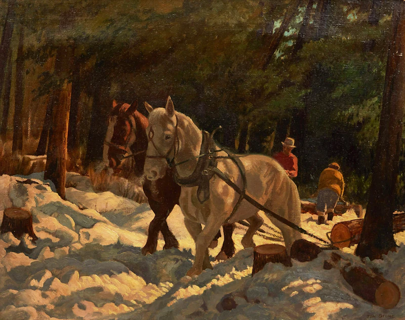 Drawing Out Logs, Temagami by Thomas Albert Stone