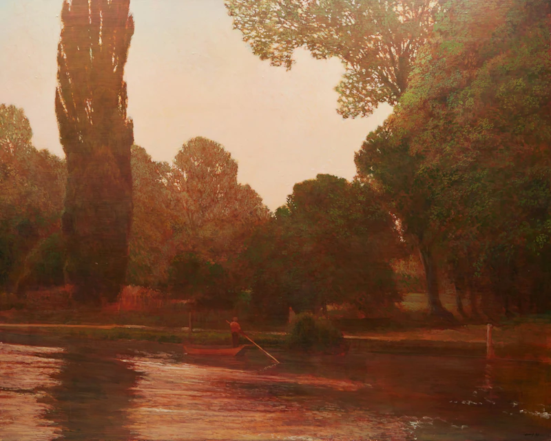 Philip Craig, Punting on the River, acrylic on canvas