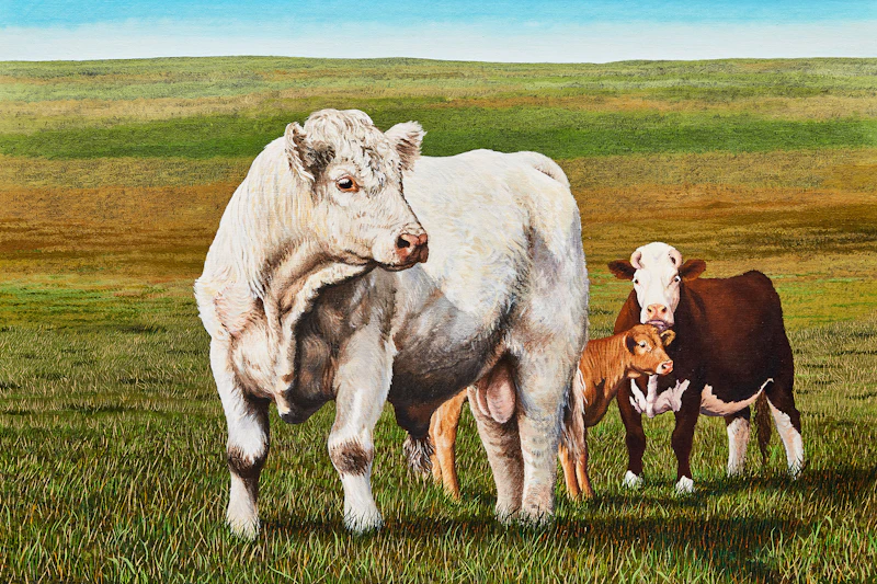 Joe Fafard, On the Move, oil on canvas board