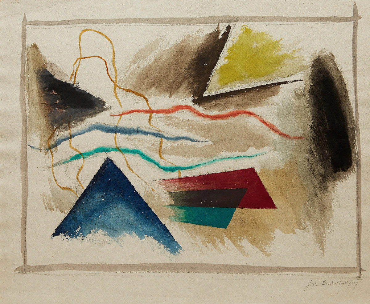 Jack Hamilton Bush, Blue Pyramid, charcoal and watercolour on paper, 1947
