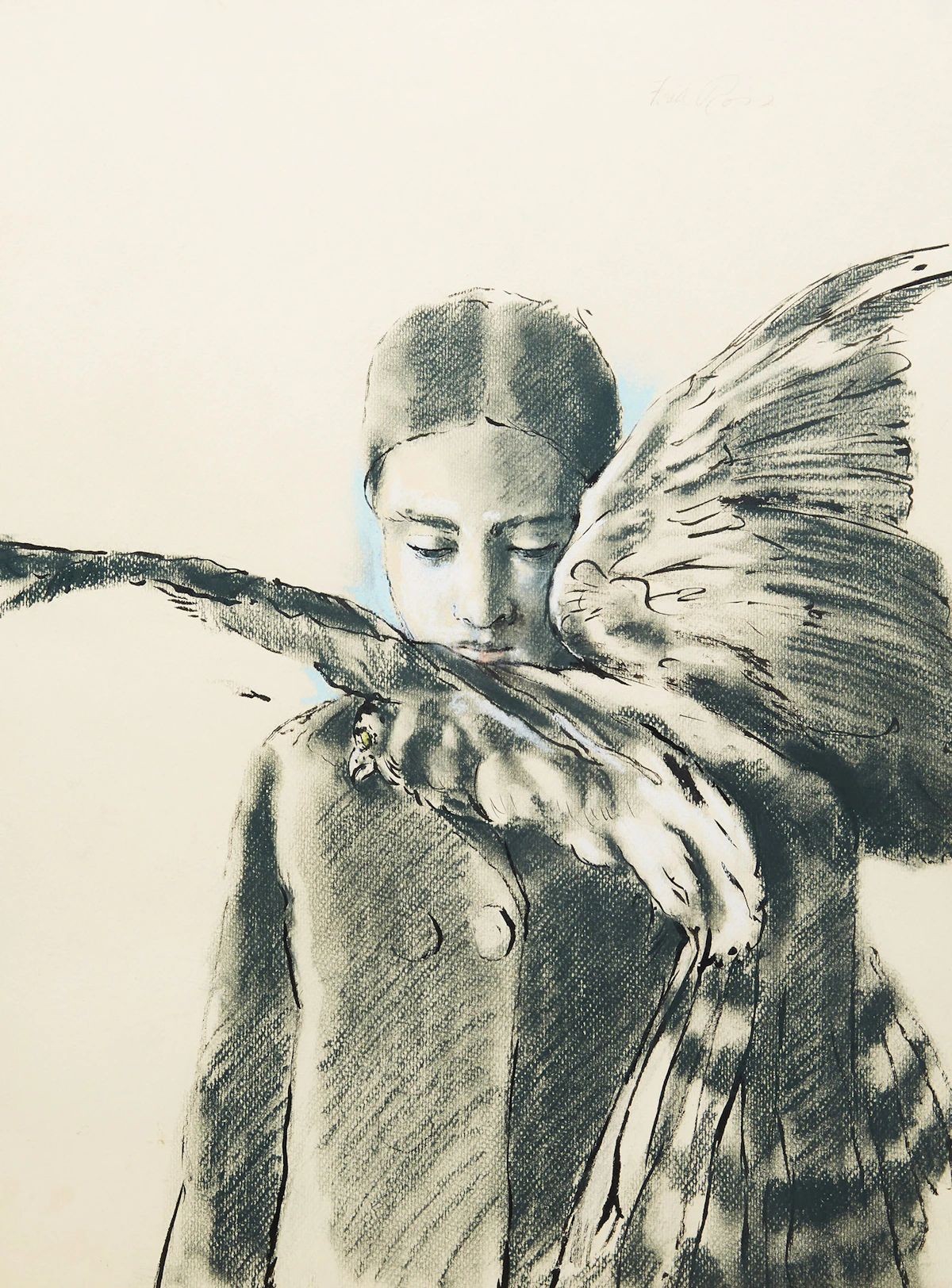 Fred Ross, Study for “The Marsh Hawk”, ink and charcoal on paper