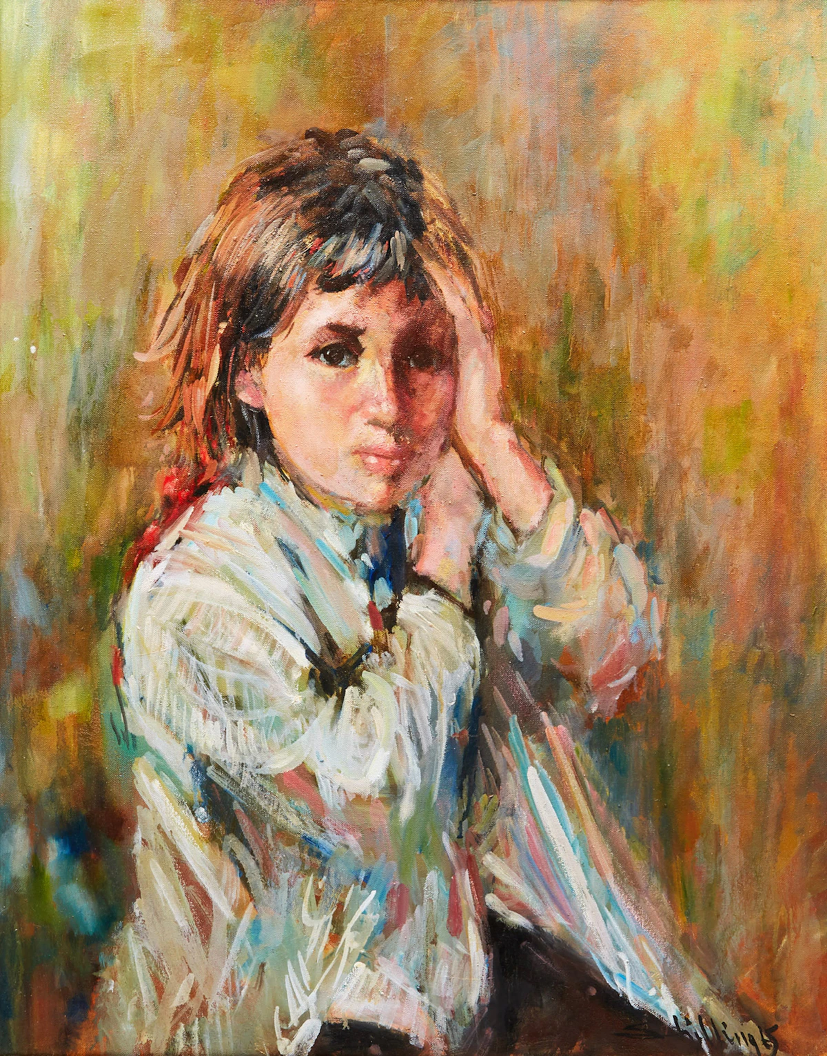 Arthur Shilling, Young Lady, oil on canvas, 1965