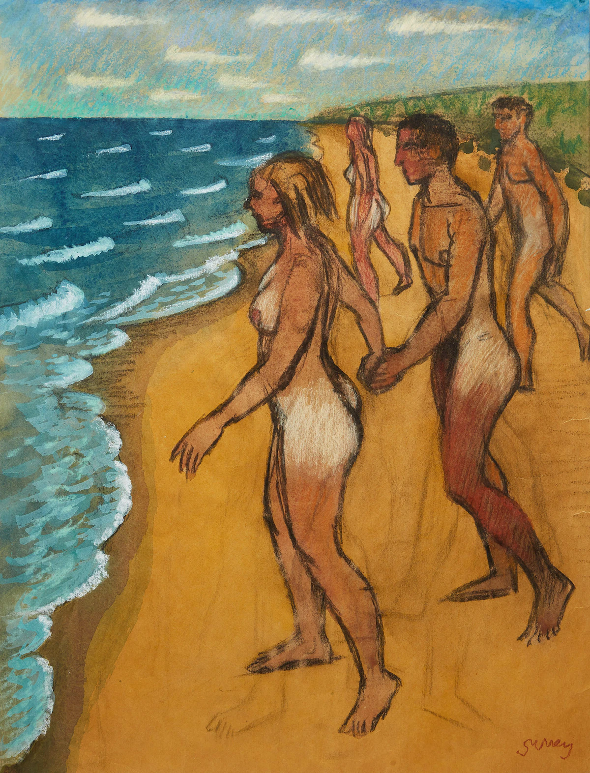 Philip Henry Howard Surrey, Bathers, watercolour