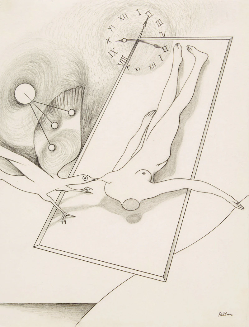 Alfred Pellan, Bird and Female, pencil