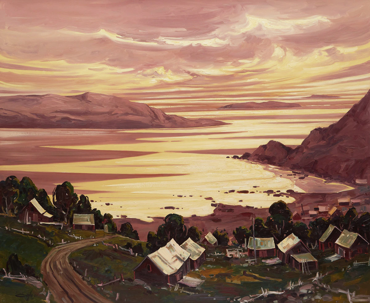 Bruno Côté, Sunrise on the St. Lawrence, oil on canvas, 1987