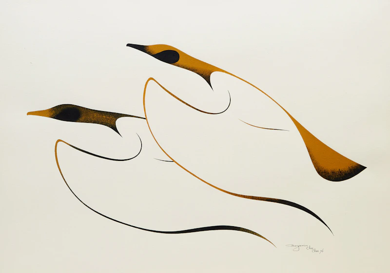 Benjamin Chee Chee, Two Geese in Flight, acrylic on paper