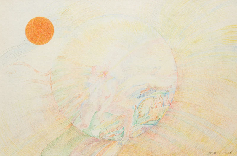 Woman with Orange Moon by Joyce Wieland