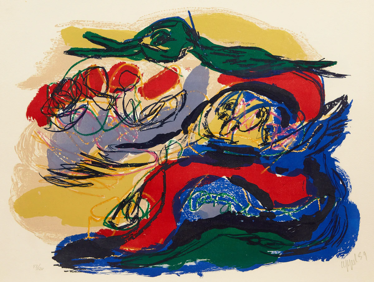 Karel Appel, Paysage Mystérieux, colour lithograph, 1959