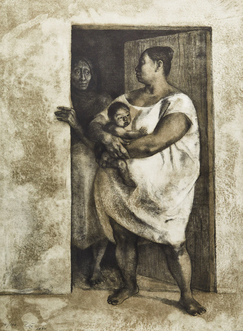 Mujeres Con Nino En La Puerta by Francisco Zúñiga