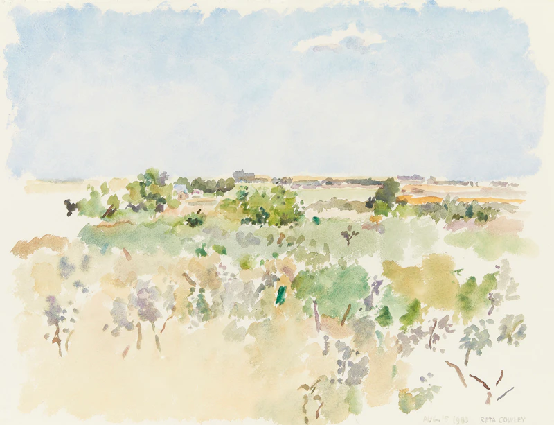 Reta Madeline Cowley, Summer in Friesen Pasture, watercolour