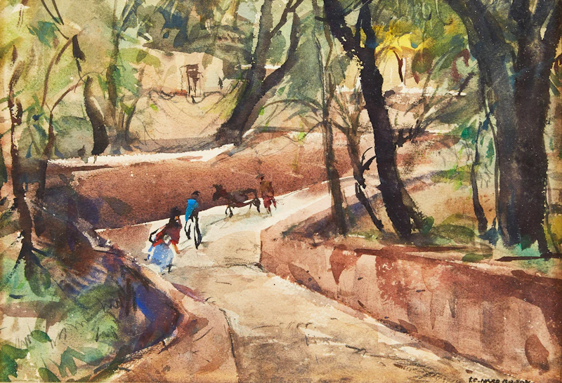 Frank Leonard Brooks, Parque Juarez, San Miguel de Allende, Mexico, watercolour