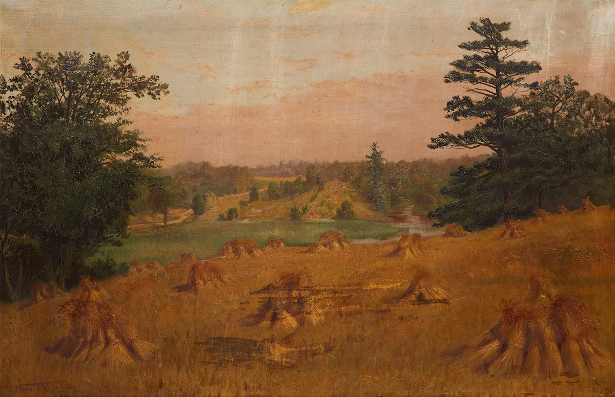 Thomas Mower Martin, Haystacks, oil on canvas
