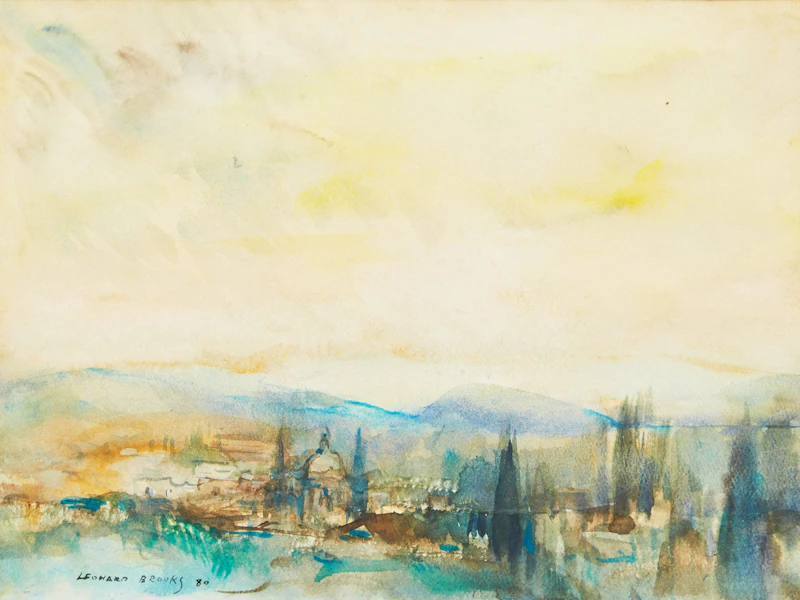Frank Leonard Brooks, Dawn, San Miguel de Allende, watercolour