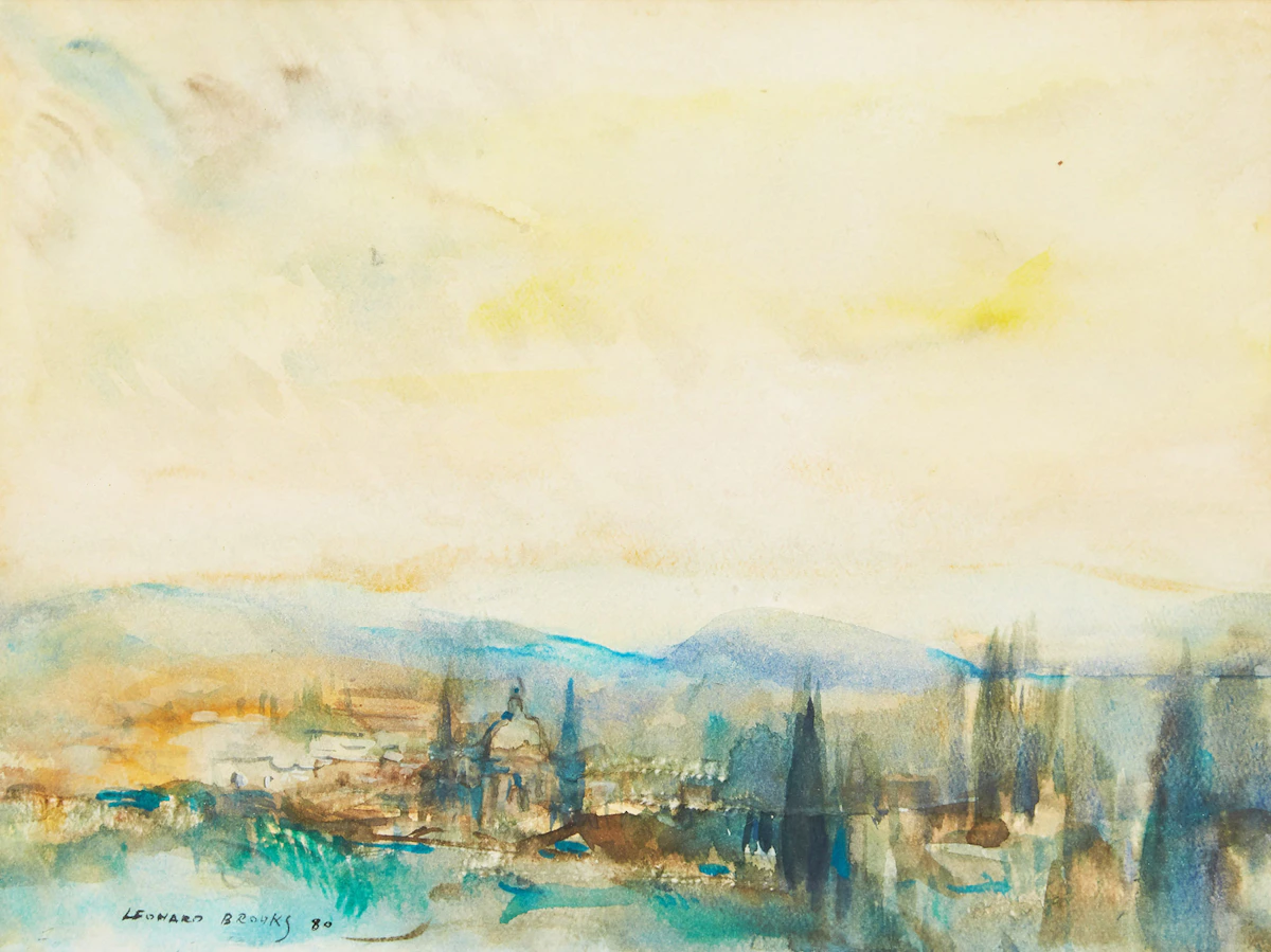Frank Leonard Brooks, Dawn, San Miguel de Allende, watercolour