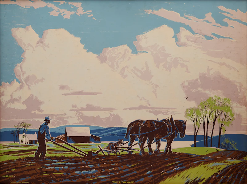 Joseph Sidney Hallam, The Plowman, sampson-matthews silkscreen