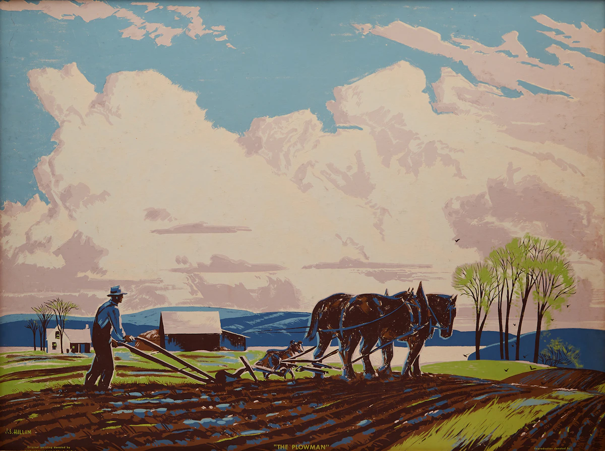 Joseph Sidney Hallam, The Plowman, sampson-matthews silkscreen