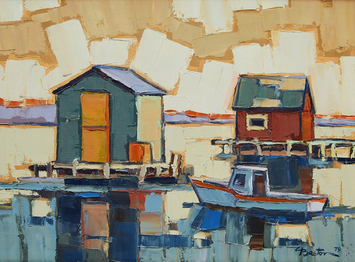 Yvon Breton, Cabanes Flottantes, oil on canvas