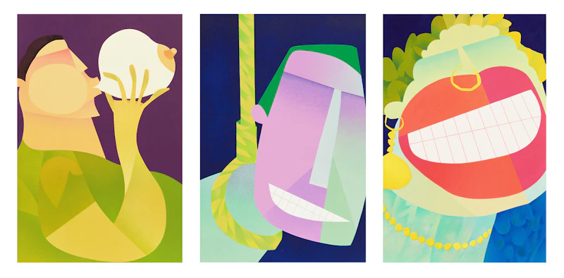 Claude Le Sauteur, Le scabreux; L’humour noir; Le ridicule, three serigraphs
