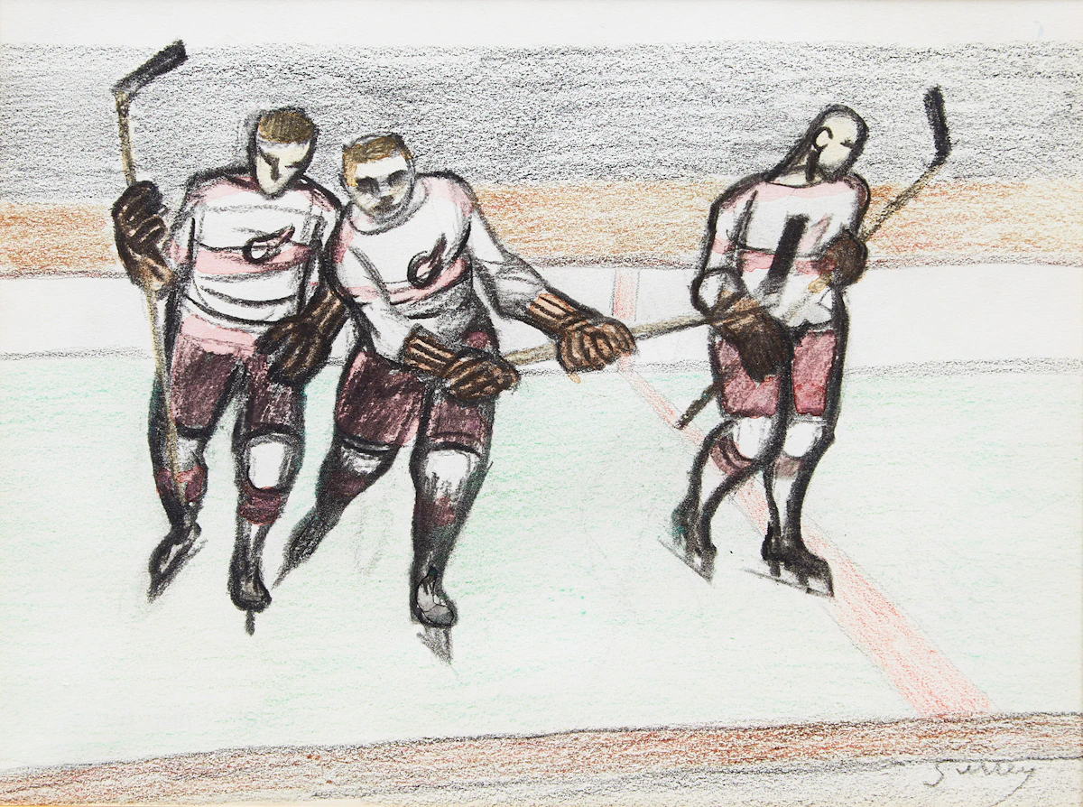 Philip Henry Howard Surrey, Hockey, mixed media on paper