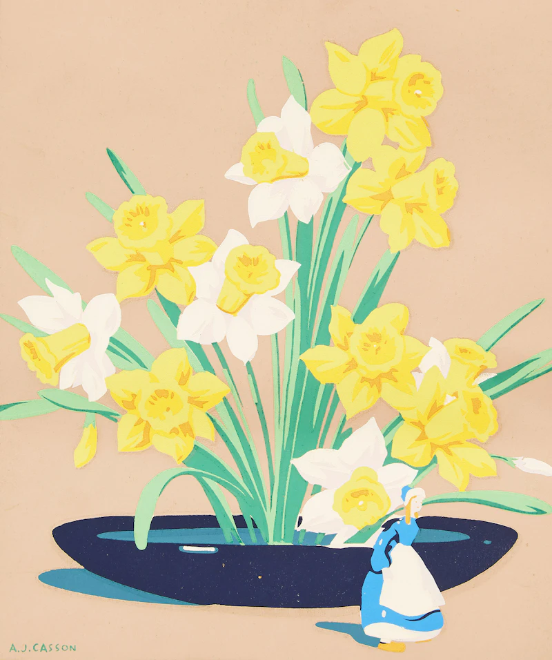 Alfred Joseph Casson, Daffodils; Pink Poppies, pair of colour silkscreens