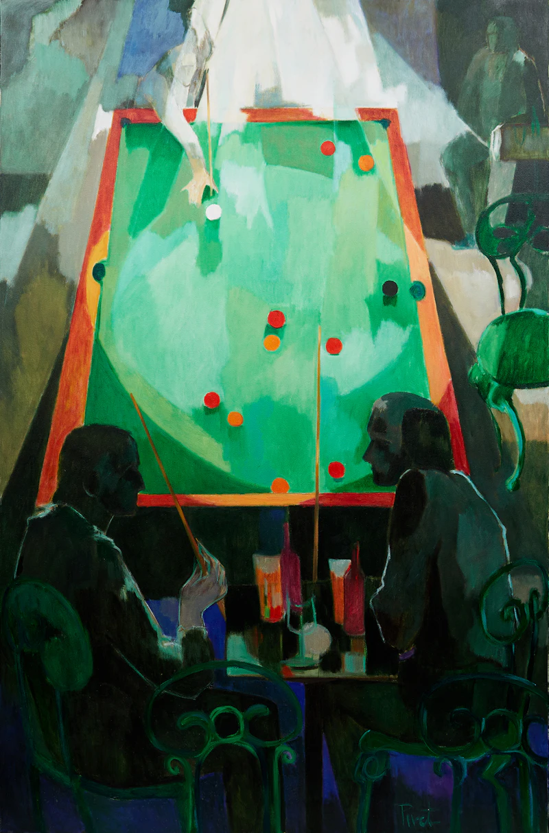 Pierre Pivet, Le Billard, oil on canvas