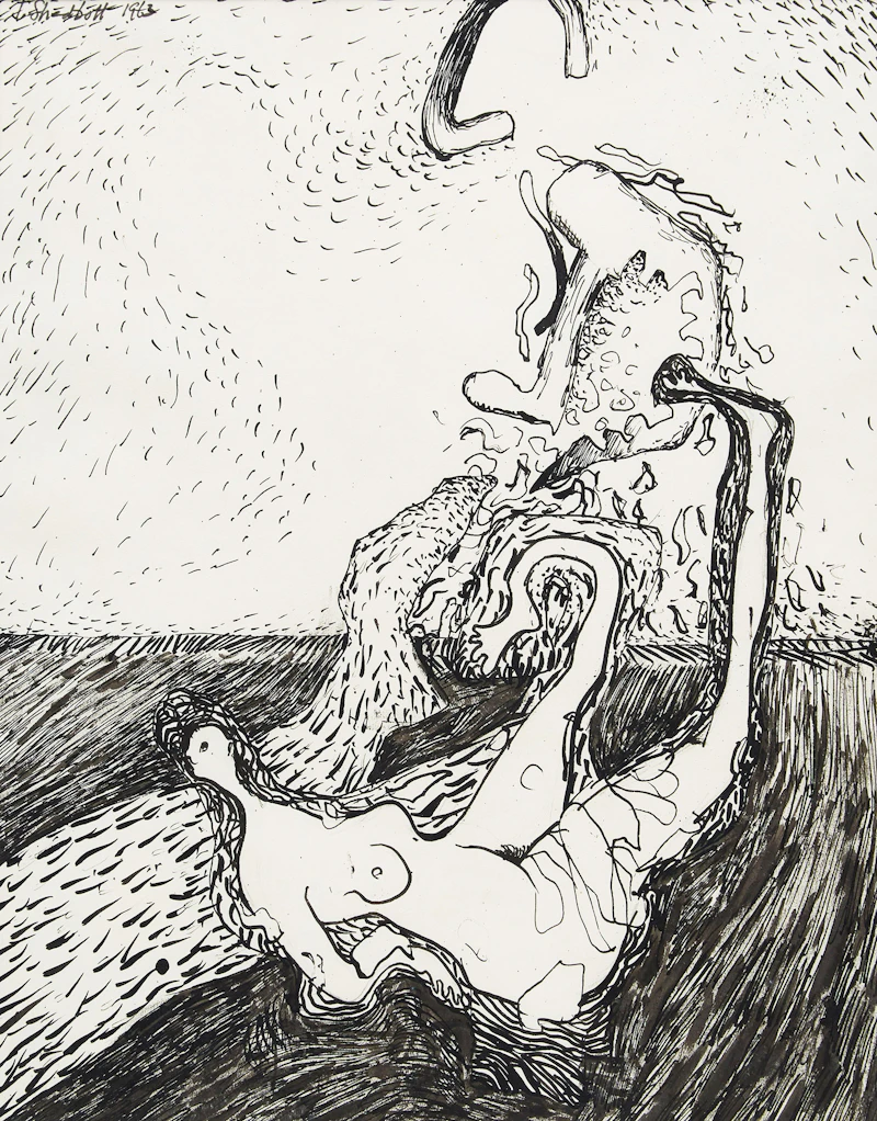 Jack Leonard Shadbolt, Earth Drift, ink drawing