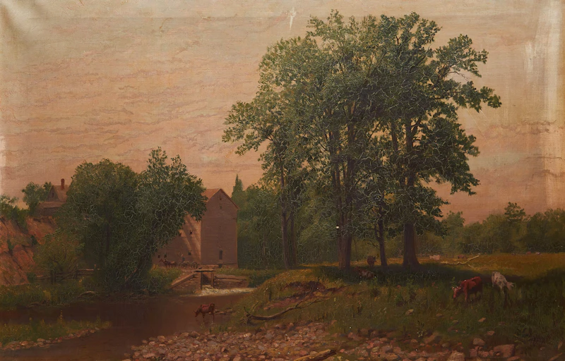 Thomas Mower Martin, Cattle Watering by the Stream , oil on canvas