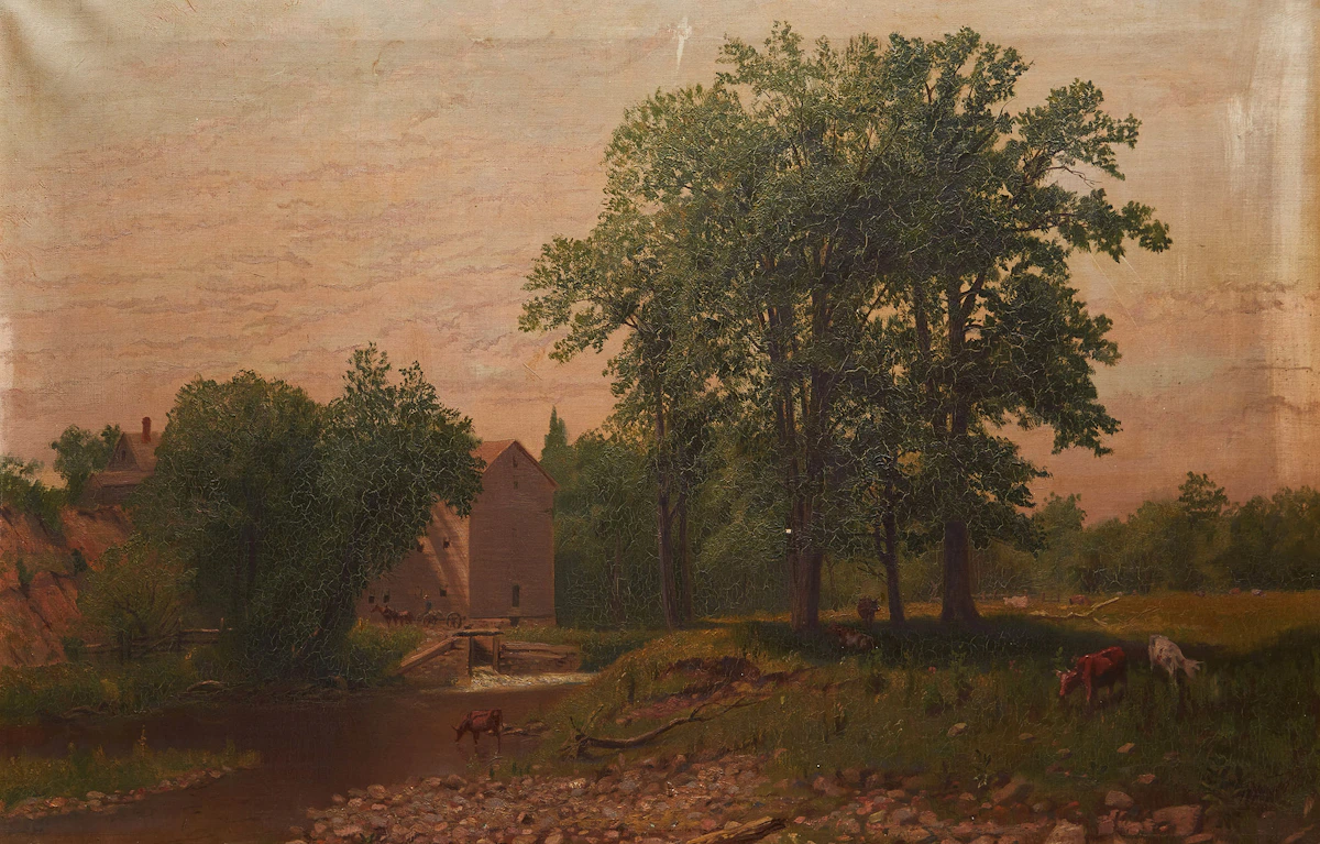Thomas Mower Martin, Cattle Watering by the Stream , oil on canvas, 1897