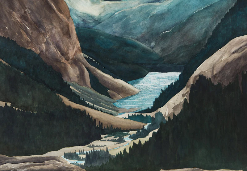 John Doyle, Rocky Mountain Valley, watercolour