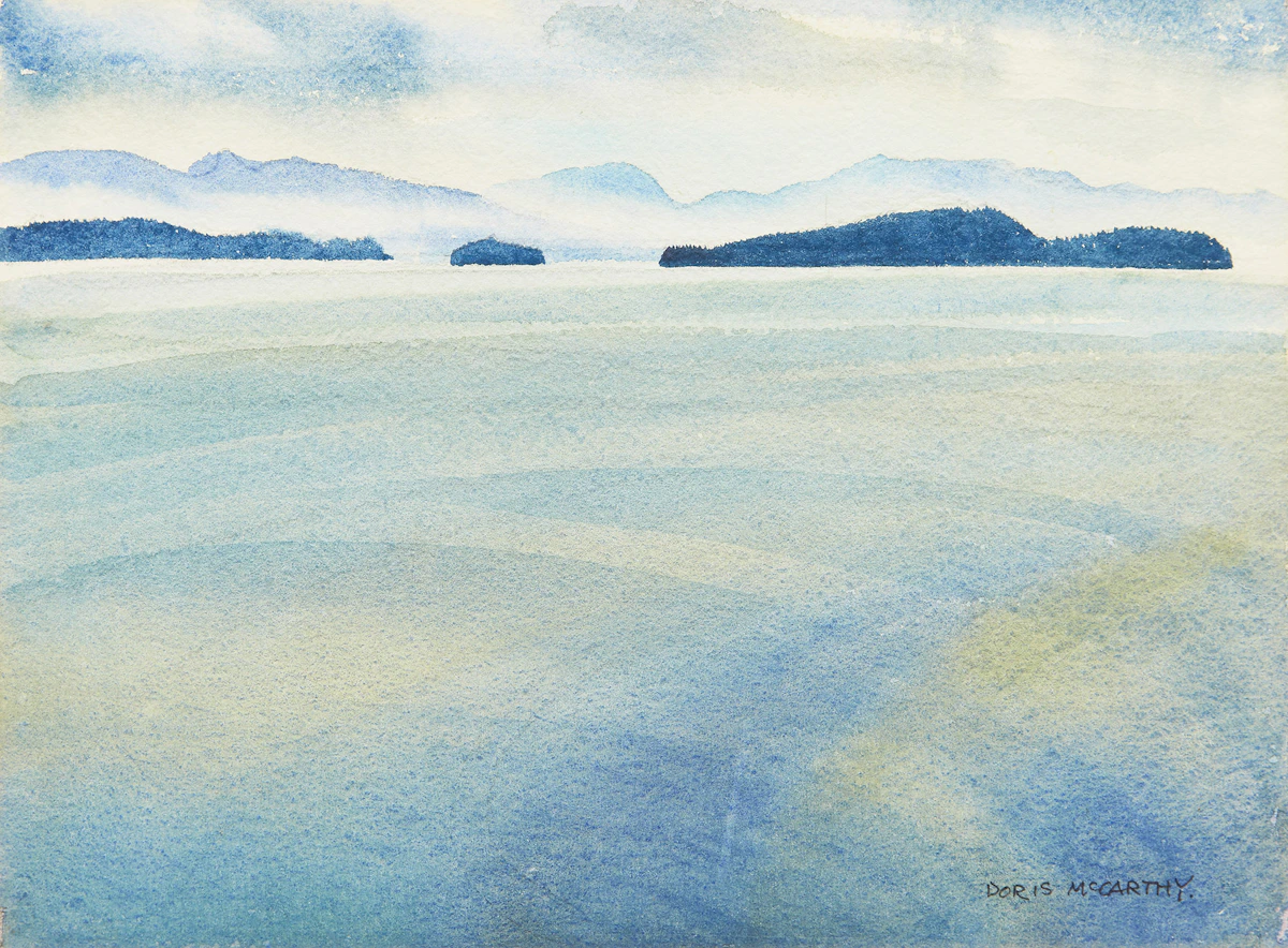 Doris Jean McCarthy, Landscape (Islands and Clouds), watercolour, 1977