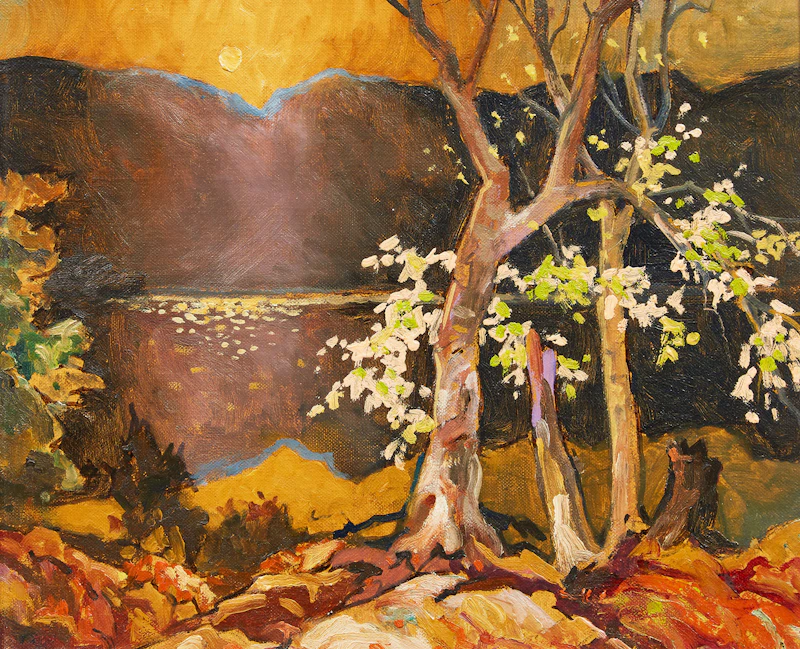 Joachim George Gauthier, Woodland Evening, oil on canvas laid down on board
