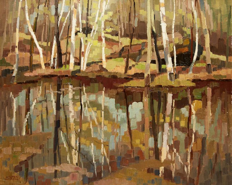 Hilton MacDonald Hassell, May Reflections (Speyside), oil on board