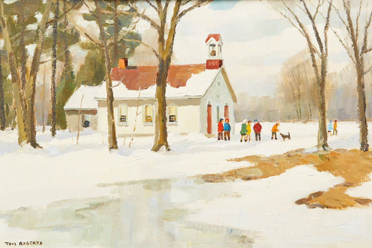 Thomas Keith Roberts, Sunny March Day - German Mills School , oil on board
