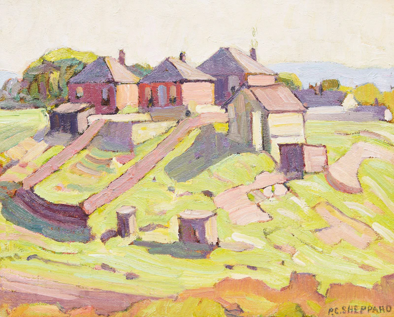 Peter Clapham Sheppard, Edge of Town  , oil on board