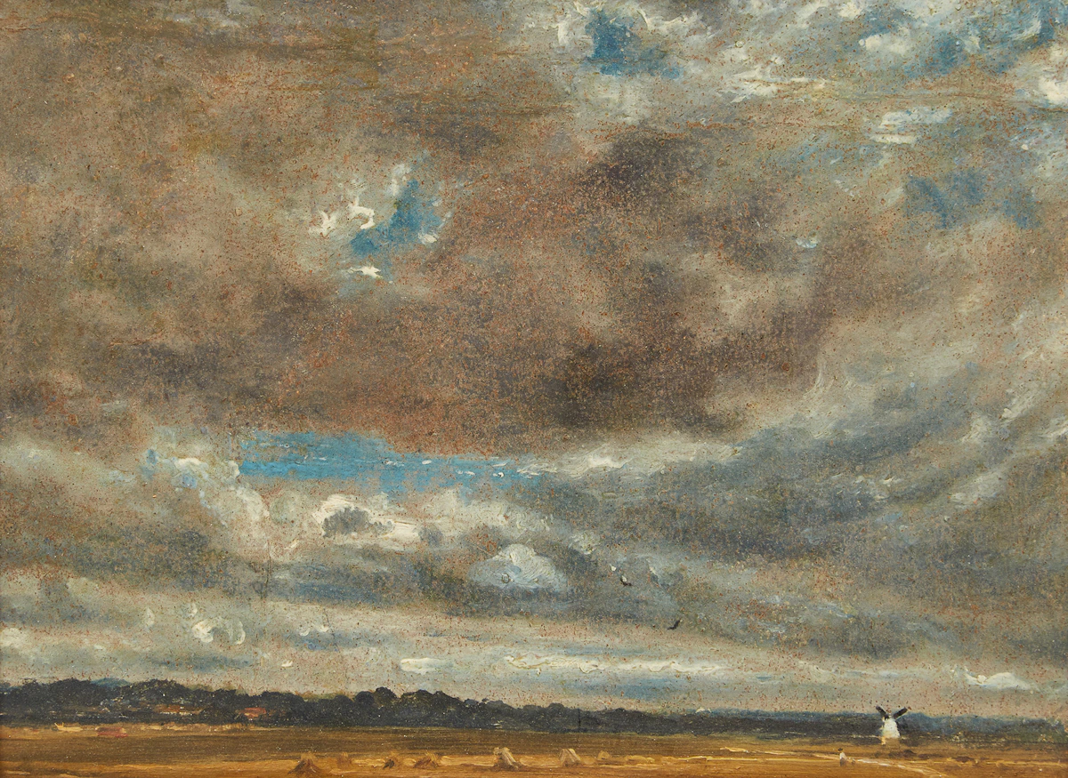 Lionel Bicknell Constable (Attributed to), A Cornfield - Storm Approaching, oil on panel
