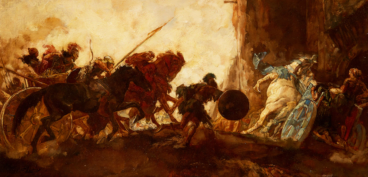Johannes Hendricus Jurres, Roman Battle Scene, oil on canvas
