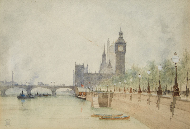 Untitled (View of the Thames) by James Abbott McNeill Whistler (Follower of)