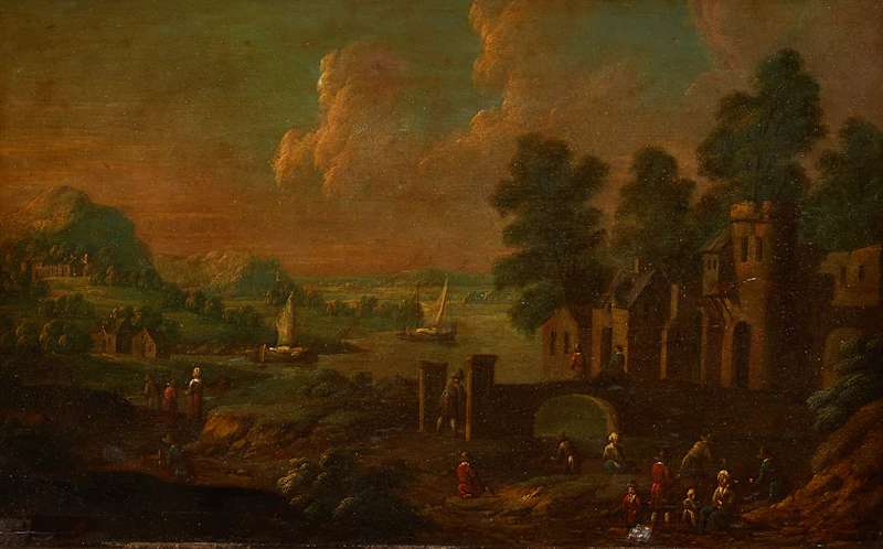 Landscape with Harbour View by Unknown Artist (Dutch or Flemish, 17th/18th C)