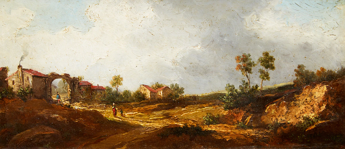 Unknown Artist, Untitled (Returning to the Village), oil on panel