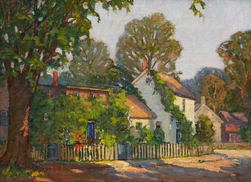 James Emery Greer, Rockport Street, New England, U.S.A., oil on canvas laid down on board