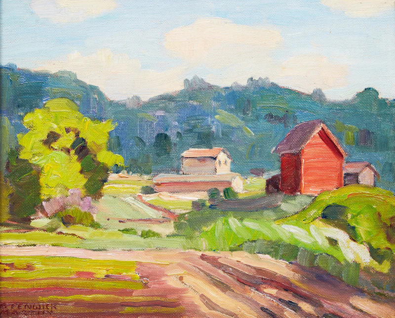 Bernice Fenwick Martin, Lambton Market Garden Farm, oil on canvas board