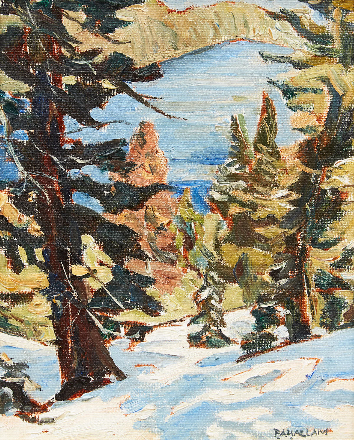 Paul A. Hallam, Above Lake Tahoe, oil on canvas board, 1996