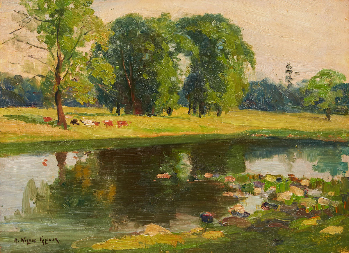 Andrew Wilkie Kilgour, Pastures Near Senneville, Que, oil on board