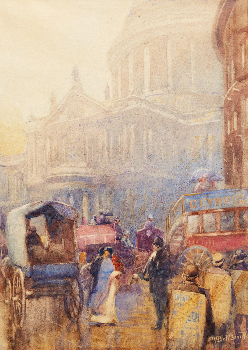 Frederic Marlett Bell-Smith, A Rainy Day Near Saint Paul’s, watercolour