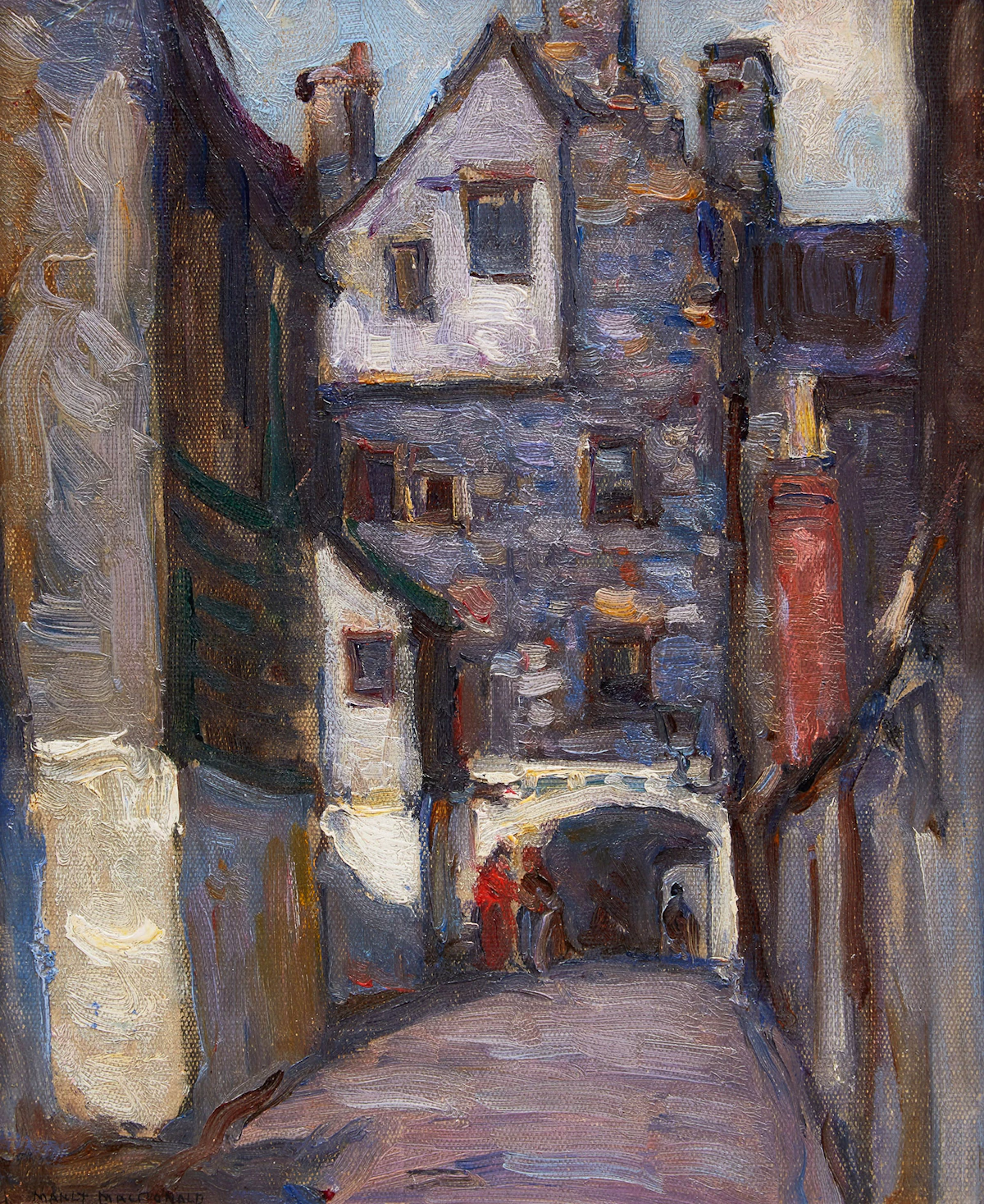 Manly Edward MacDonald, Baker House, Edinburgh, oil on canvas board; pastel sketch