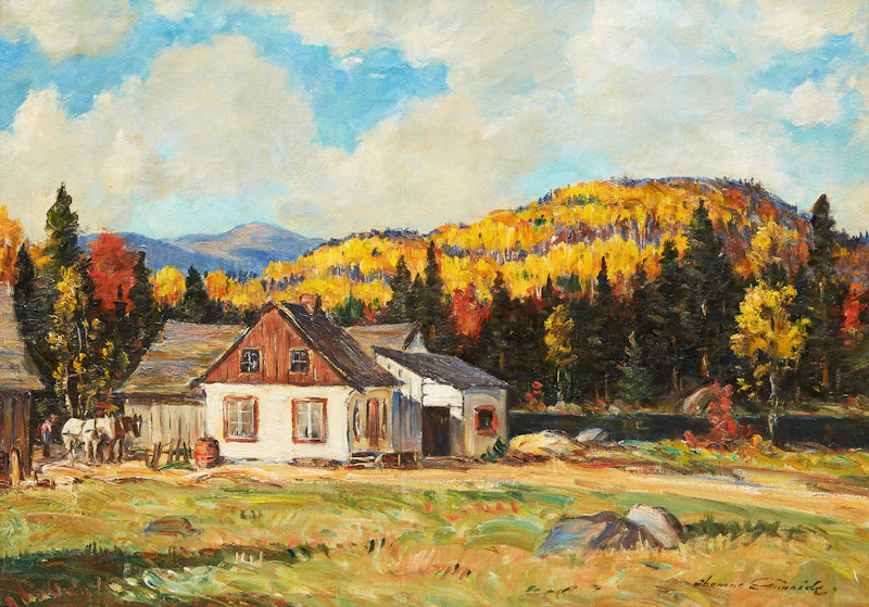 Autumn Landscape with Farm by Thomas Hilton Garside