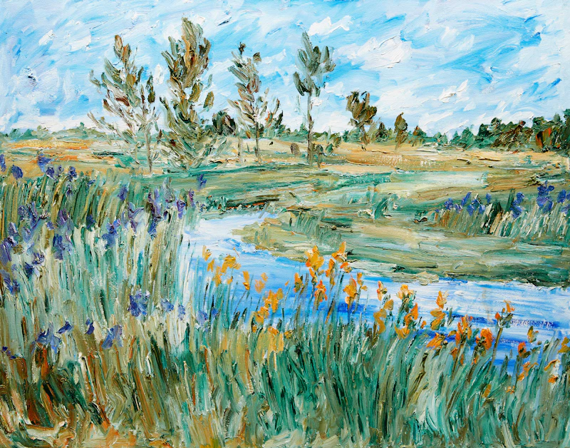 Bruce Steinhoff, River and Trees, oil on canvas
