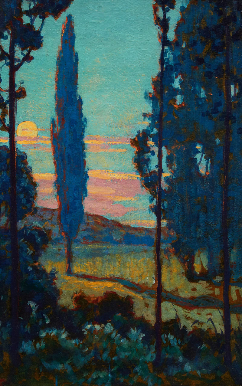 George Agnew Reid, Moonlit Meadow, oil on board