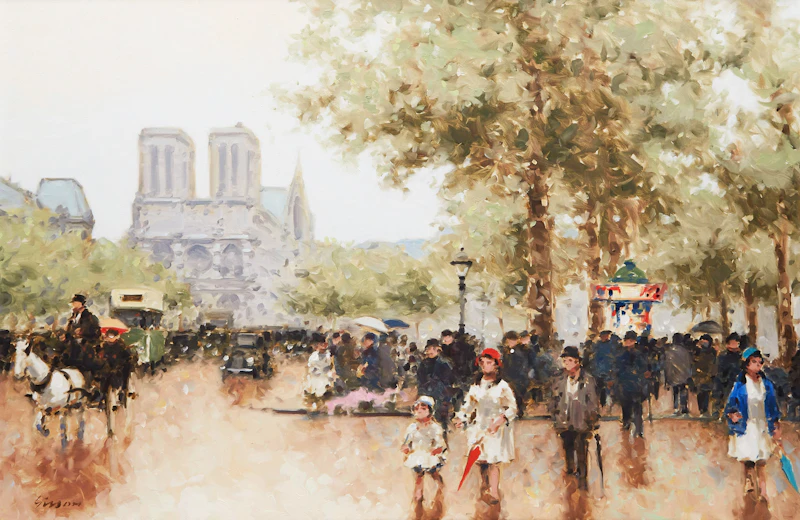 Andre Gisson, Summer in Paris, oil on canvas
